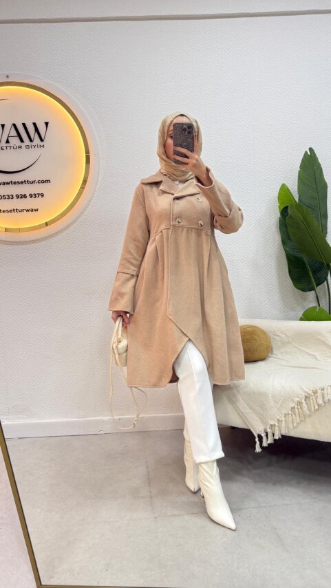 Fırsat Ürünü - Düğmeli Kaşe Kaban - Sorunsuz - CNR - 1