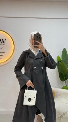 Fırsat Ürünü - Düğmeli Kaşe Kaban - Sorunsuz - CNR - 9