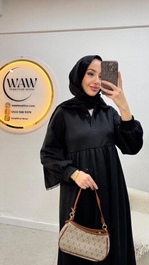 3 İplik Düğmeli Elbise - 2