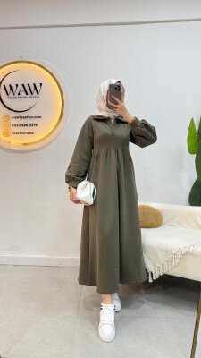 3 İplik Düğmeli Elbise - 3