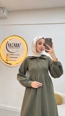 3 İplik Düğmeli Elbise - 4