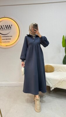 3 İplik Düğmeli Elbise - 7