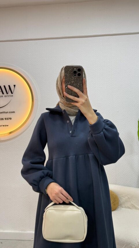 3 İplik Düğmeli Elbise - 8