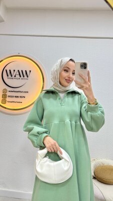 3 İplik Düğmeli Elbise - 9