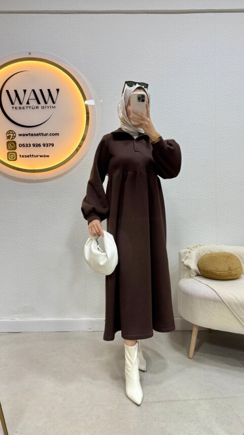 3 İplik Düğmeli Elbise - 12