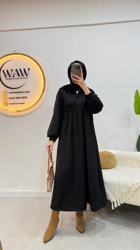 3 İplik Düğmeli Elbise - Waw Tesettür
