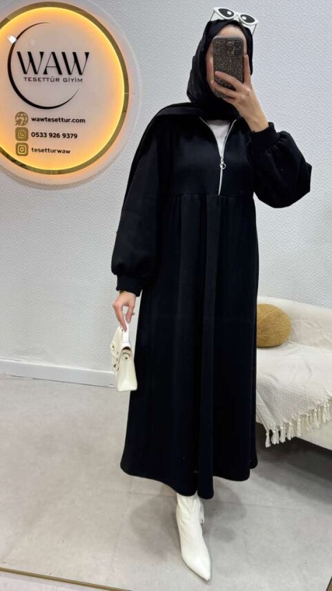 1 AL 1 BEDAVA - 3 İplik Fermuarlı Elbise - 8