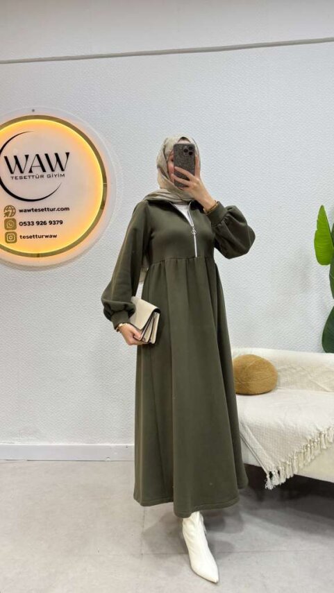 1 AL 1 BEDAVA - 3 İplik Fermuarlı Elbise - 15