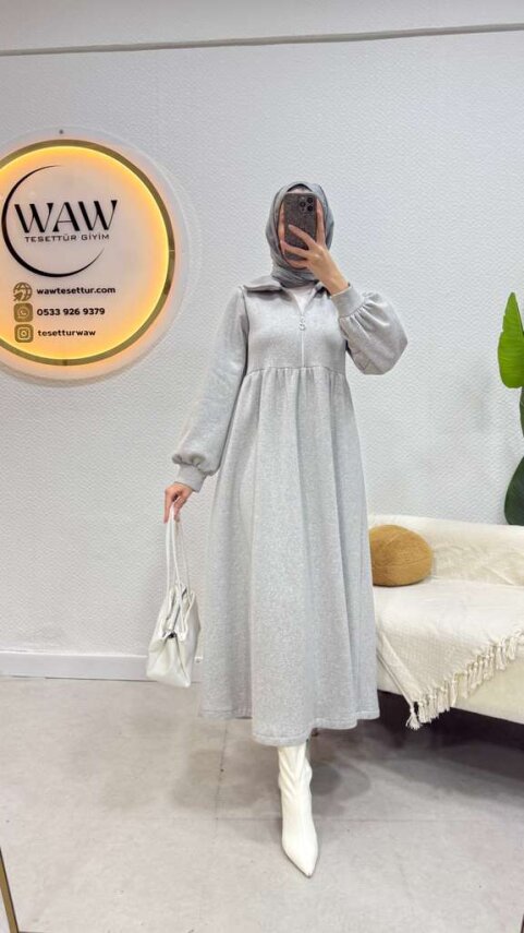 1 AL 1 BEDAVA - 3 İplik Fermuarlı Elbise - 17