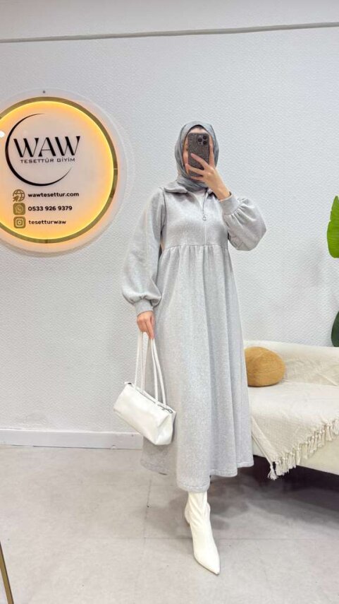 1 AL 1 BEDAVA - 3 İplik Fermuarlı Elbise - 18