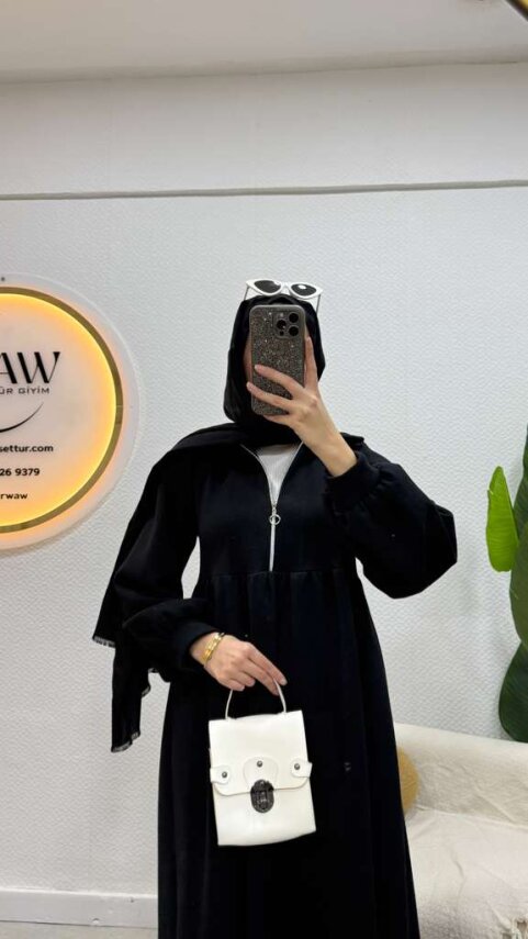 3 İplik Fermuarlı Elbise - 6