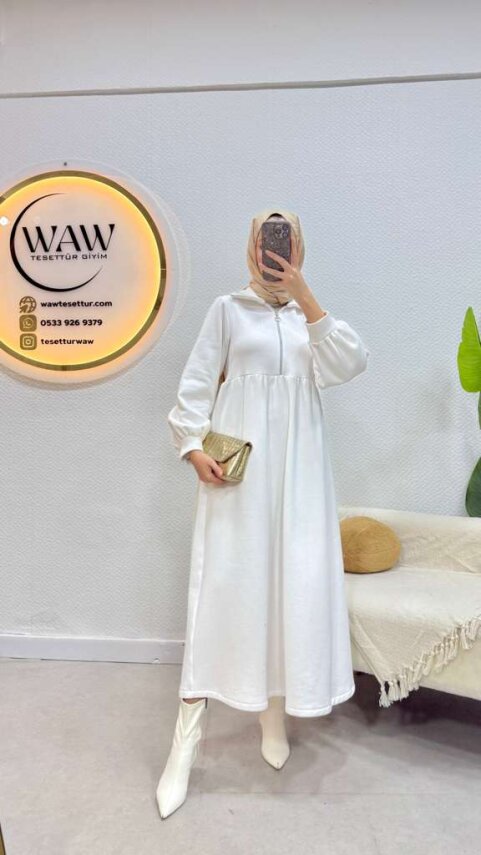 3 İplik Fermuarlı Elbise - 8