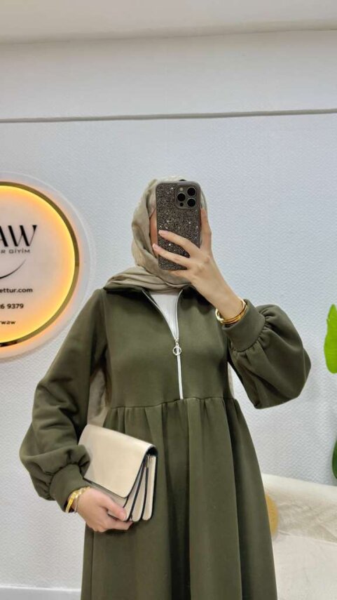 3 İplik Fermuarlı Elbise - 10