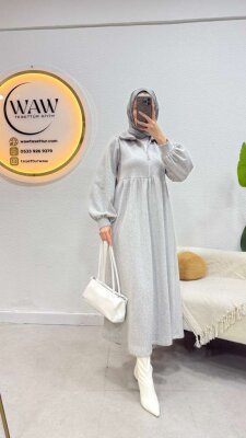 3 İplik Fermuarlı Elbise - 14