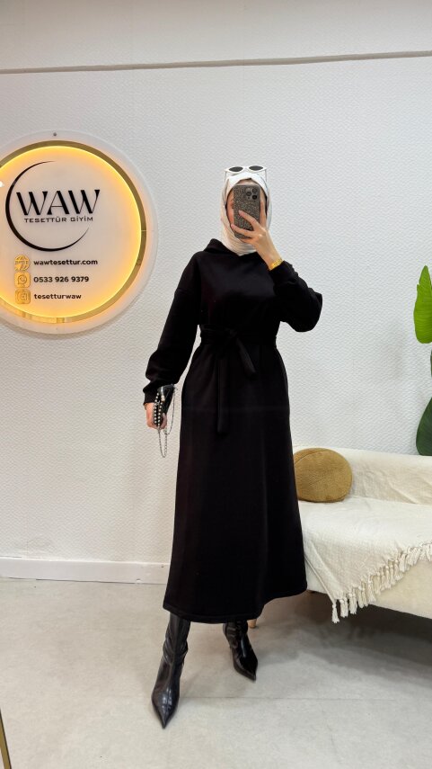 1 AL 1 BEDAVA - 3 İplik Kapüşonlu Elbise - 2