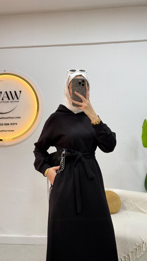 1 AL 1 BEDAVA - 3 İplik Kapüşonlu Elbise - 3