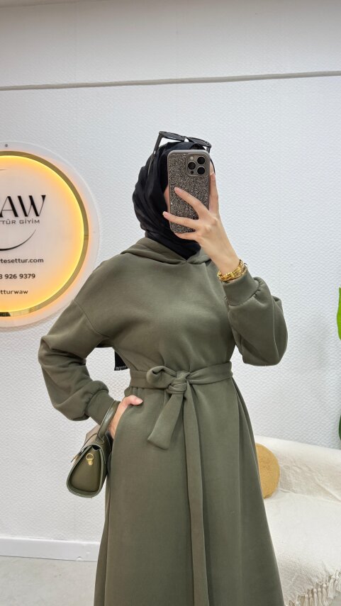 1 AL 1 BEDAVA - 3 İplik Kapüşonlu Elbise - 6