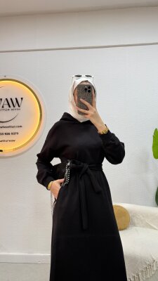 3 İplik Kapüşonlu Elbise - 3