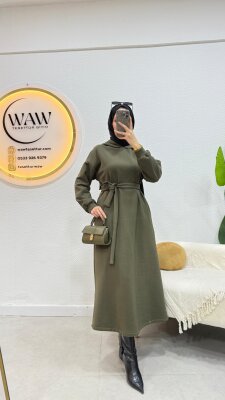 3 İplik Kapüşonlu Elbise - 5