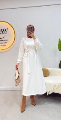 3 İplik Kapüşonlu Elbise - 7