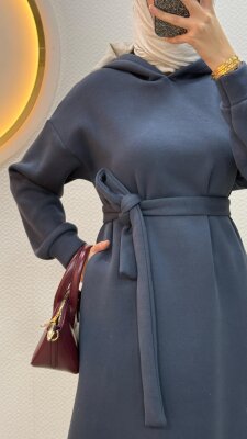 3 İplik Kapüşonlu Elbise - 12