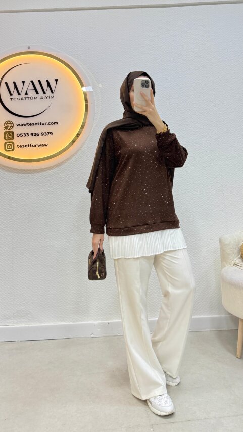 Altı Piliseli Taşlı Tunik - 1