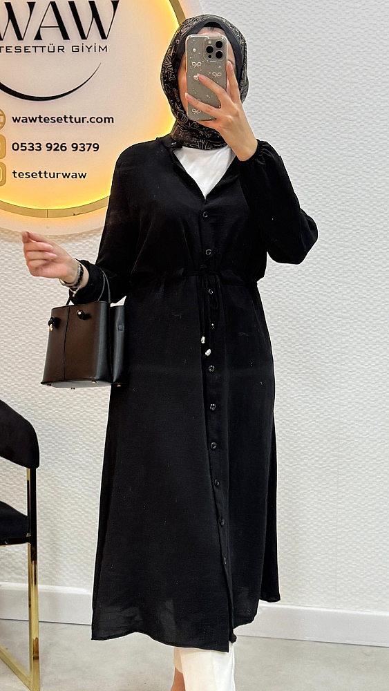 Aralık İndirimi - Belden Bağlamalı Kap - Waw Tesettür