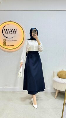 1 AL 1 BEDAVA - Bağlama Detaylı Etek - Waw Tesettür