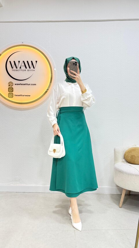 1 AL 1 BEDAVA - Bağlama Detaylı Etek - 7