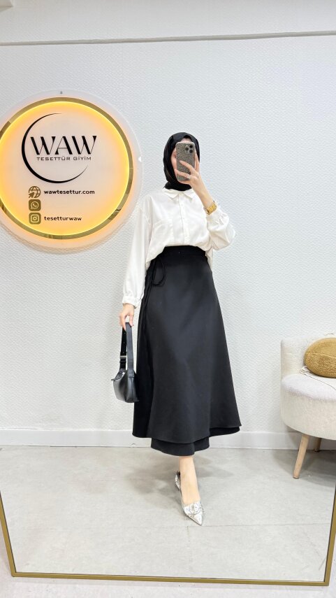 1 AL 1 BEDAVA - Bağlama Detaylı Etek - 9