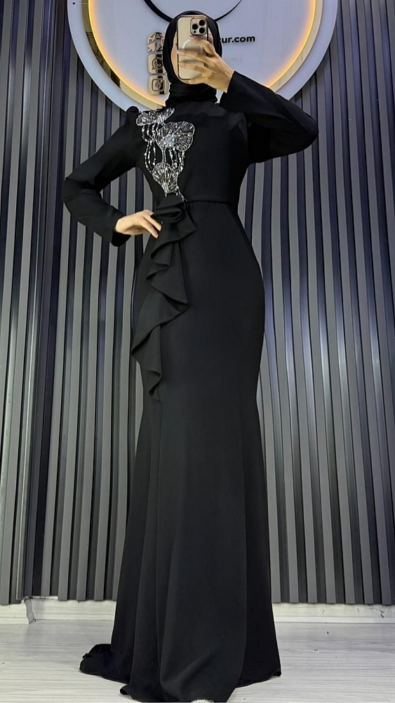 Çiçek Detaylı Elbise - 1