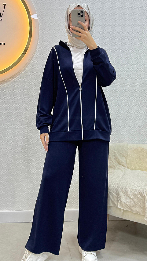 Çizgili Eşofman Takımı - Waw Tesettür