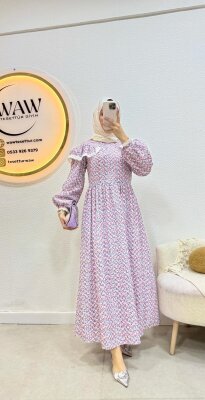 Dantel Detaylı Elbise - Waw Tesettür