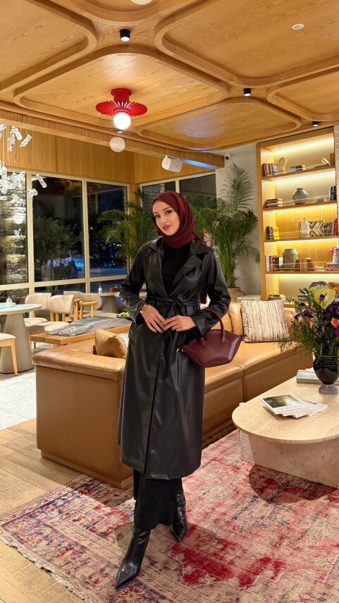 1 AL 1 BEDAVA - Deri Trençkot - 3