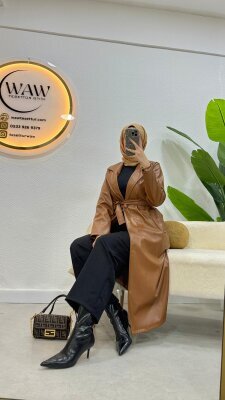 1 AL 1 BEDAVA - Deri Trençkot - 8