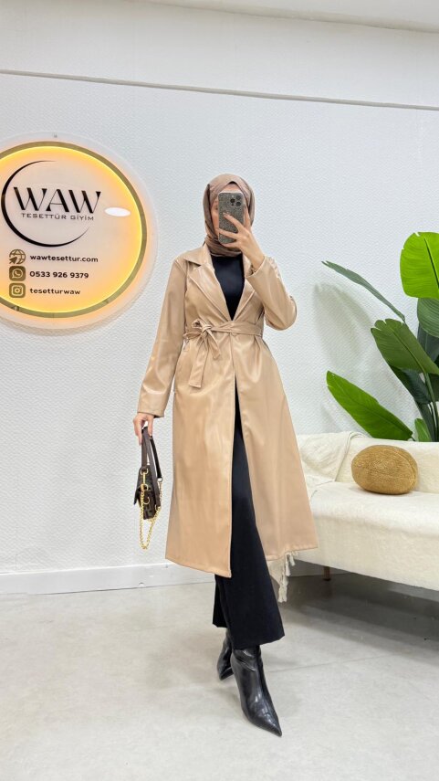 1 AL 1 BEDAVA - Deri Trençkot - 10