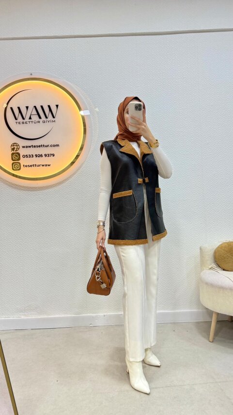 1 AL 1 BEDAVA - Deri Yelek - 4