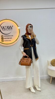 1 AL 1 BEDAVA - Deri Yelek - 6