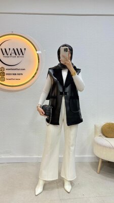 1 AL 1 BEDAVA - Deri Yelek - 9