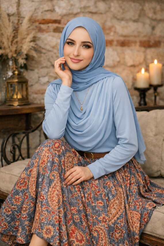 1 AL 1 BEDAVA - Desenli Etekli Takım - Waw Tesettür