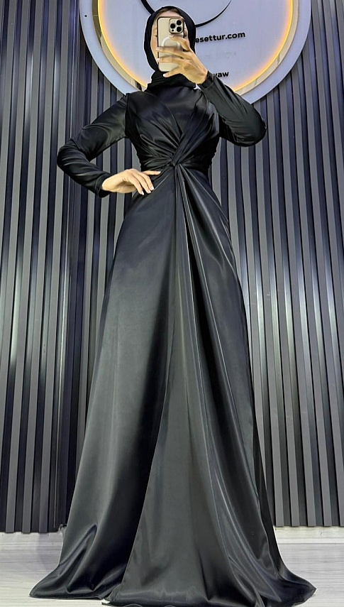 Drape Detaylı Abiye - Waw Tesettür