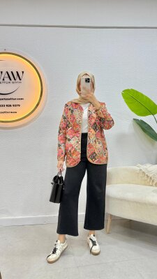 Düğmeli Etnik Desen Ceket - 4