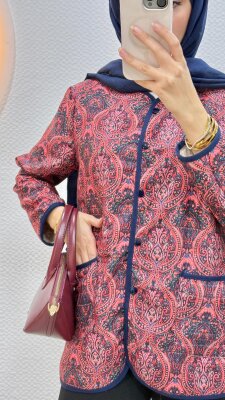 Düğmeli Etnik Desen Ceket - 6