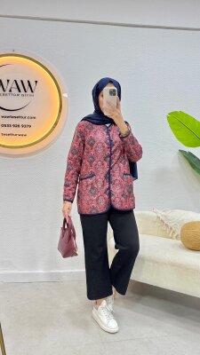 Düğmeli Etnik Desen Ceket - 5