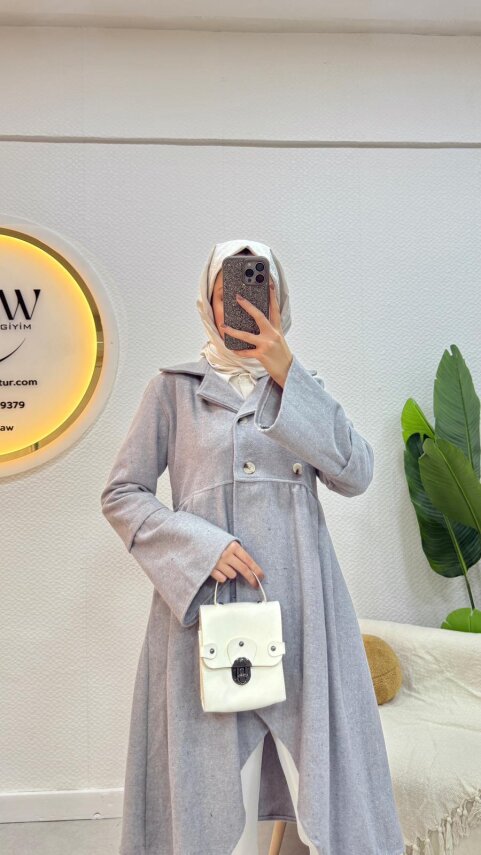 Düğmeli Kaşe Kaban - 4