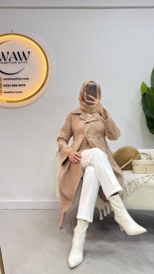 Düğmeli Kaşe Kaban - 7