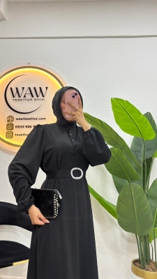 Düğmeli Scuba Elbise - 3