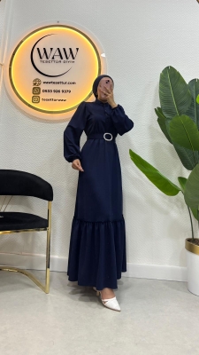 Düğmeli Scuba Elbise - 4