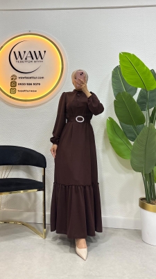 Düğmeli Scuba Elbise - 7