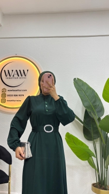 Düğmeli Scuba Elbise - 10